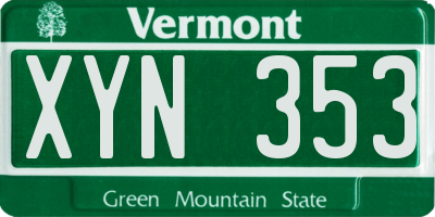VT license plate XYN353