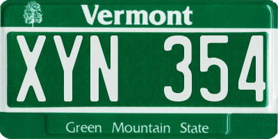 VT license plate XYN354