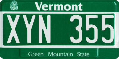 VT license plate XYN355