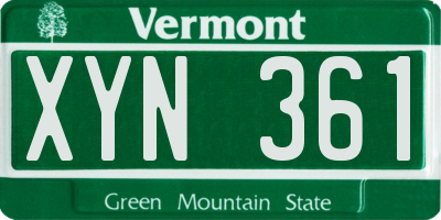 VT license plate XYN361