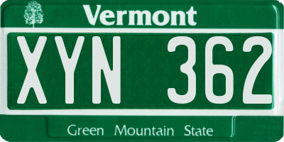 VT license plate XYN362