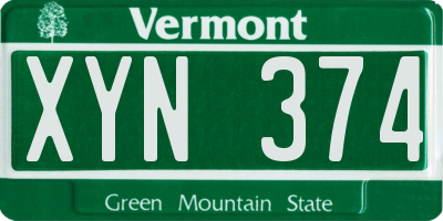 VT license plate XYN374