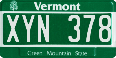 VT license plate XYN378