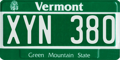 VT license plate XYN380