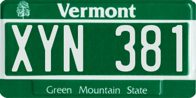 VT license plate XYN381