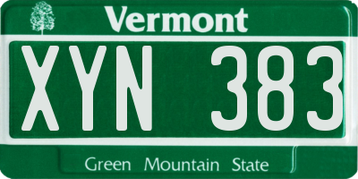 VT license plate XYN383
