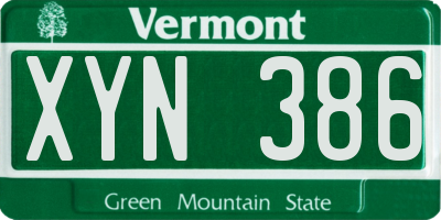 VT license plate XYN386