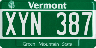 VT license plate XYN387