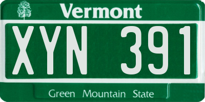 VT license plate XYN391