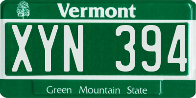 VT license plate XYN394