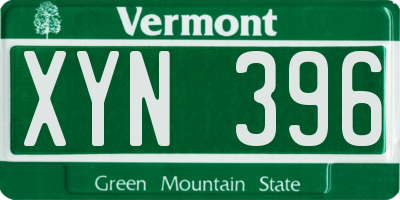 VT license plate XYN396