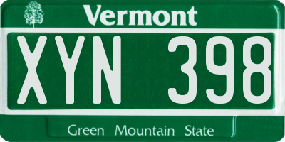 VT license plate XYN398