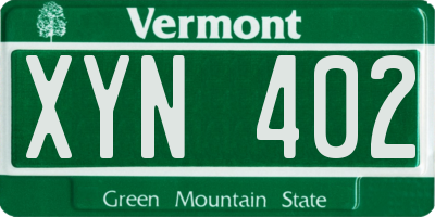 VT license plate XYN402