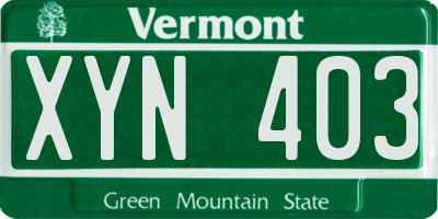 VT license plate XYN403