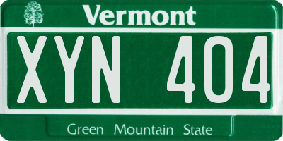 VT license plate XYN404