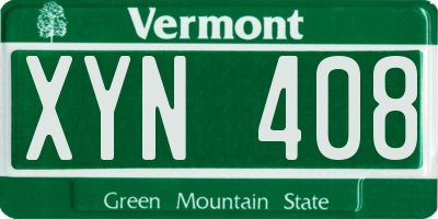 VT license plate XYN408