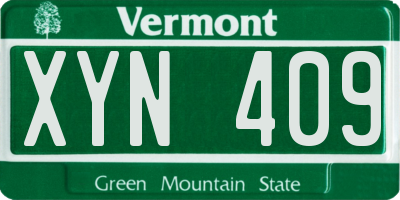 VT license plate XYN409
