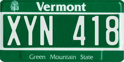 VT license plate XYN418