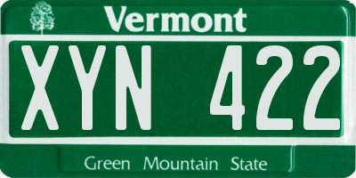 VT license plate XYN422
