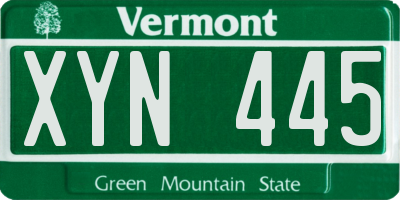 VT license plate XYN445
