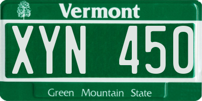 VT license plate XYN450