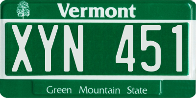 VT license plate XYN451
