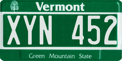 VT license plate XYN452