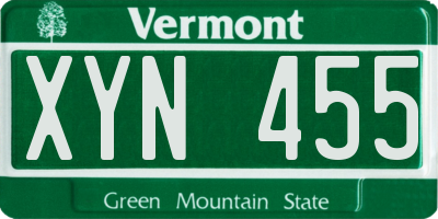VT license plate XYN455