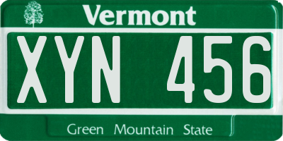 VT license plate XYN456
