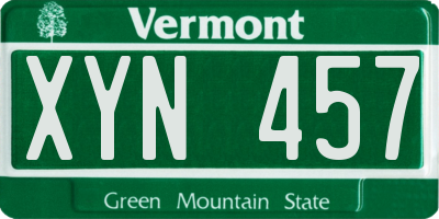 VT license plate XYN457