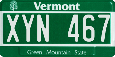 VT license plate XYN467