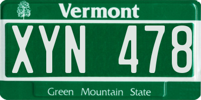 VT license plate XYN478