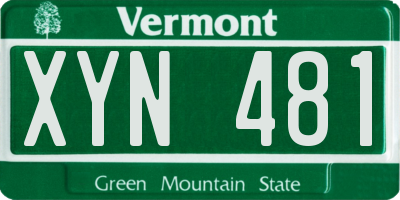 VT license plate XYN481