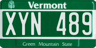 VT license plate XYN489