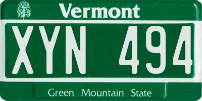 VT license plate XYN494