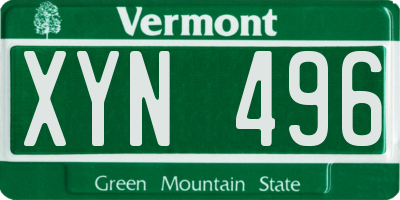 VT license plate XYN496