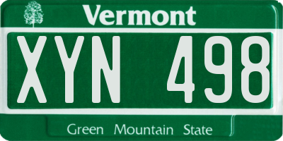 VT license plate XYN498