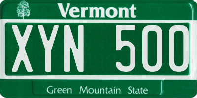VT license plate XYN500