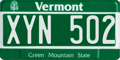 VT license plate XYN502