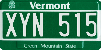 VT license plate XYN515