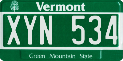VT license plate XYN534