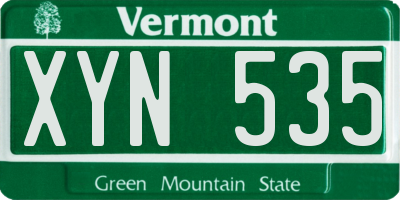 VT license plate XYN535
