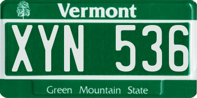 VT license plate XYN536