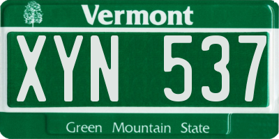 VT license plate XYN537