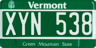 VT license plate XYN538