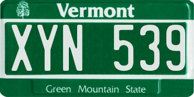 VT license plate XYN539