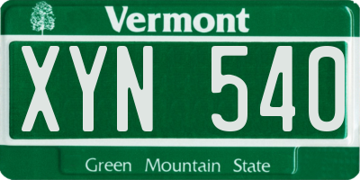 VT license plate XYN540