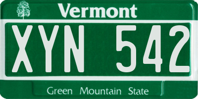 VT license plate XYN542
