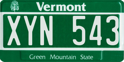 VT license plate XYN543
