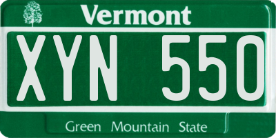 VT license plate XYN550
